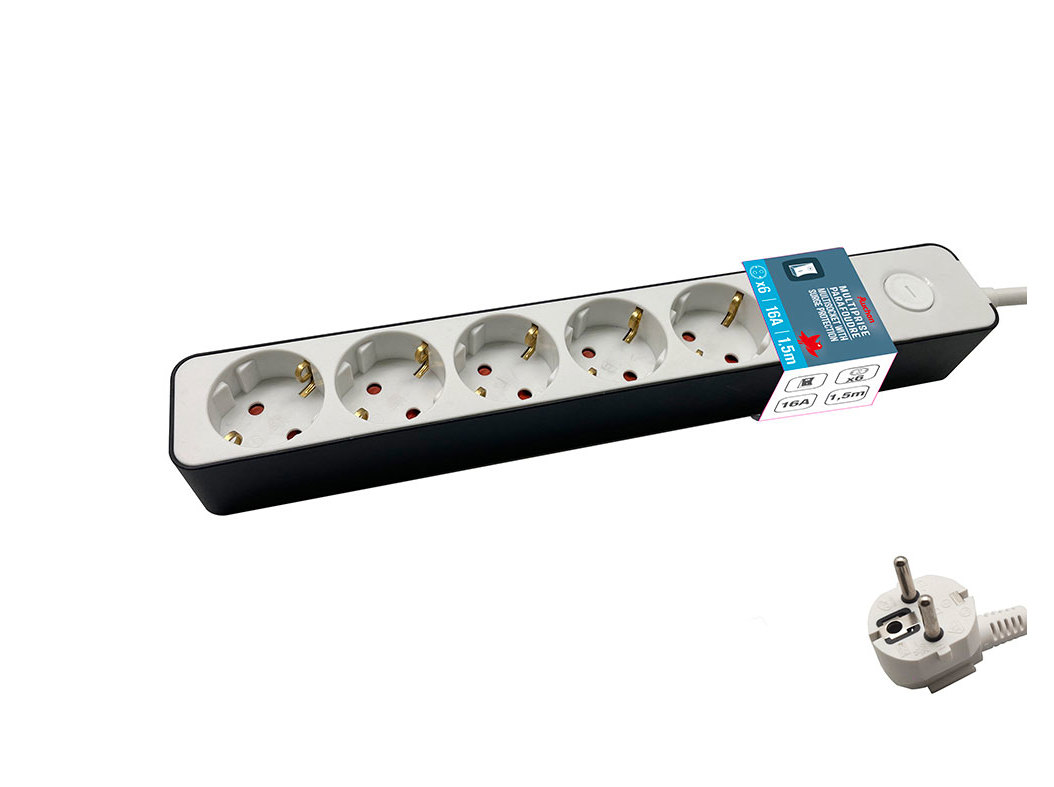 BLOCO MULTITOMADA AUCHAN 6 ENTRADAS COM INTERRUPTOR 1.5M