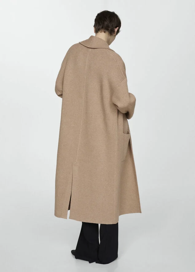 MANGO Oversized knitted coat with pockets Medium brown