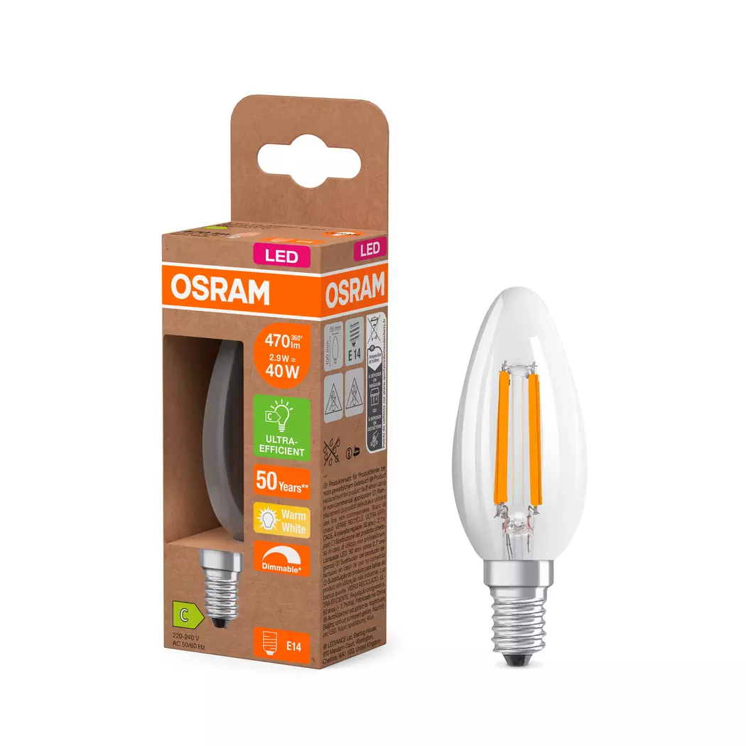 LED-Kerze E14/2,9 Watt/Energie C