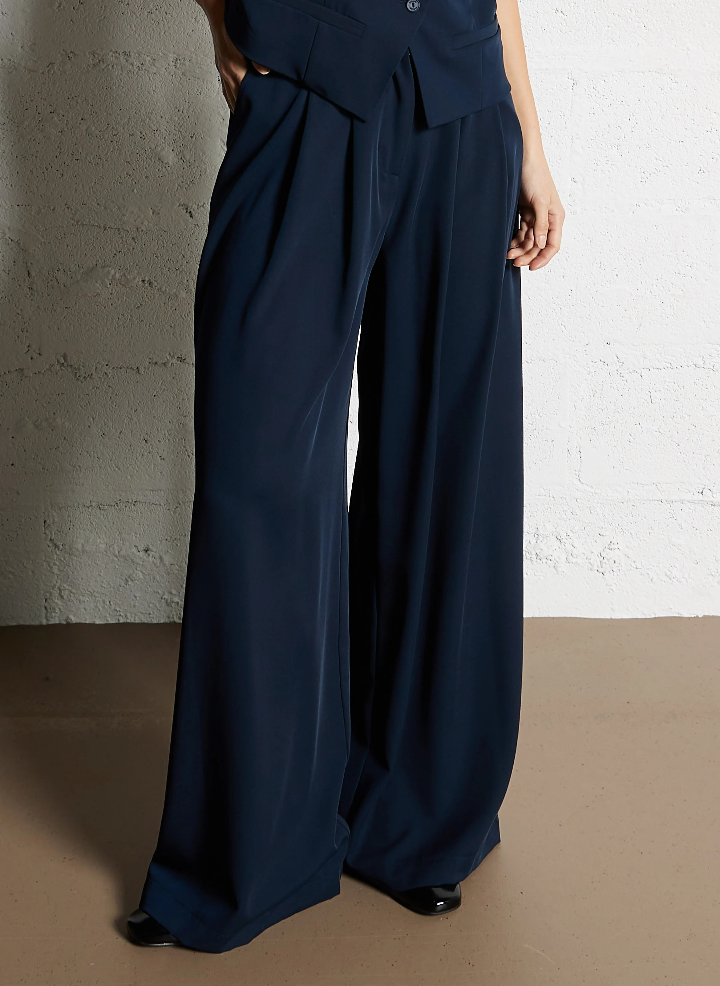 Pantalon large palazzo fluide | Bleu
