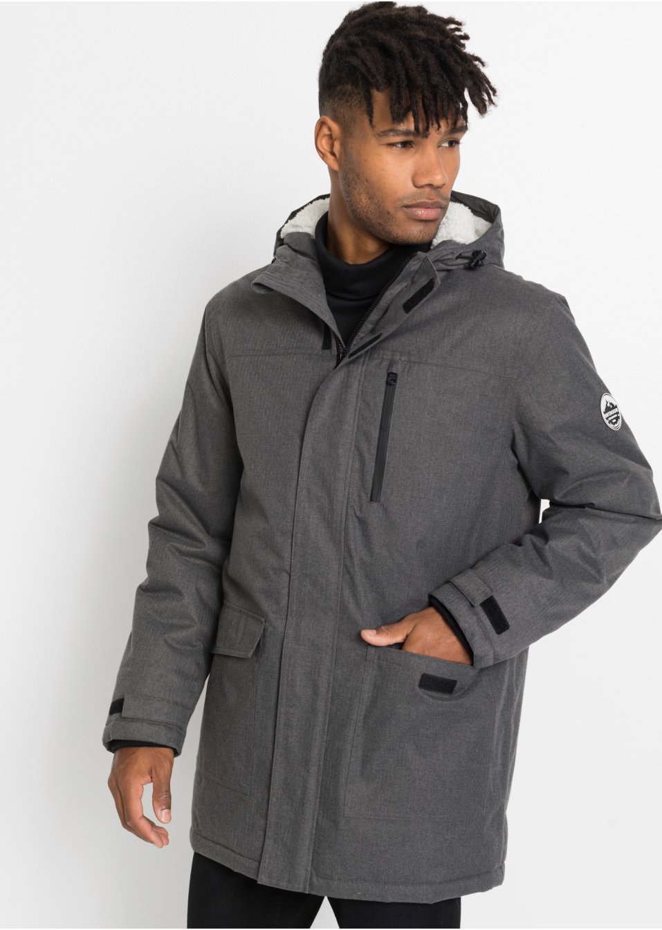 Outdoor parka met teddy fleece