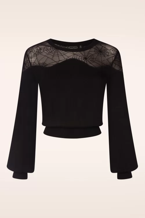 Vixen Spiderweb mesh sweater in zwart