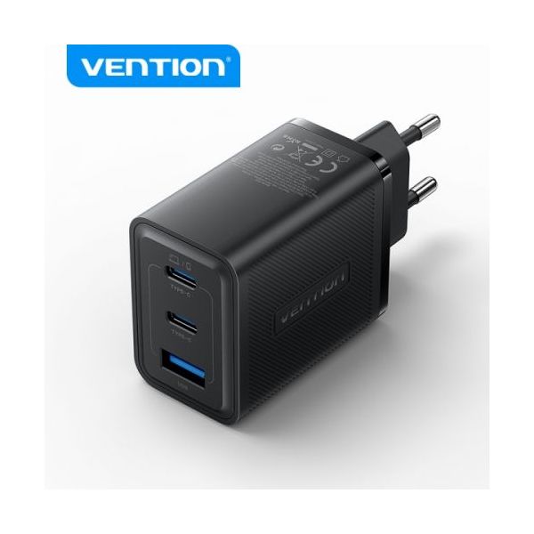 Vention FERB0-EU Carregador de Parede GaN 65W 2x USB-C 1x USB-A