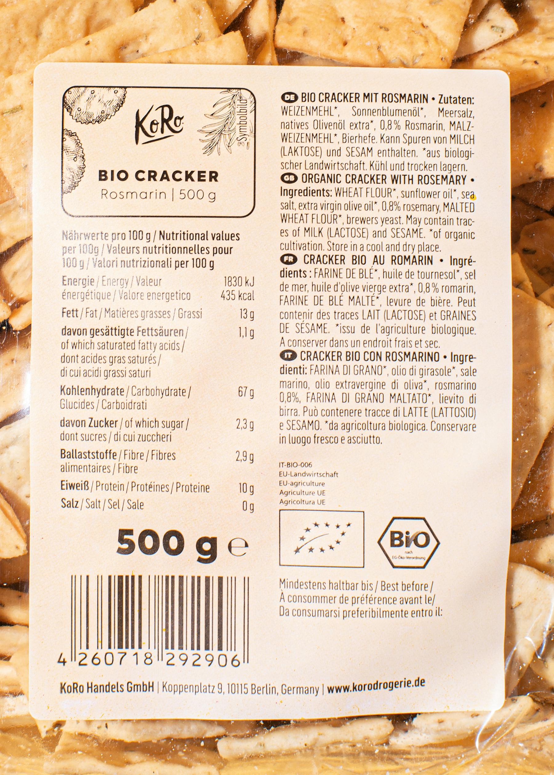 Bio Cracker Rosmarin 500 g