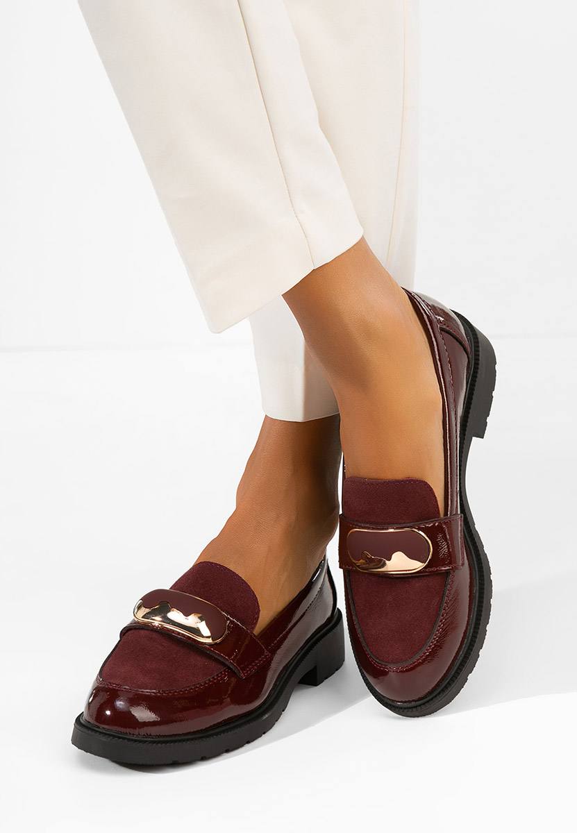 Mocassins en cuir naturel bordeaux Zarema