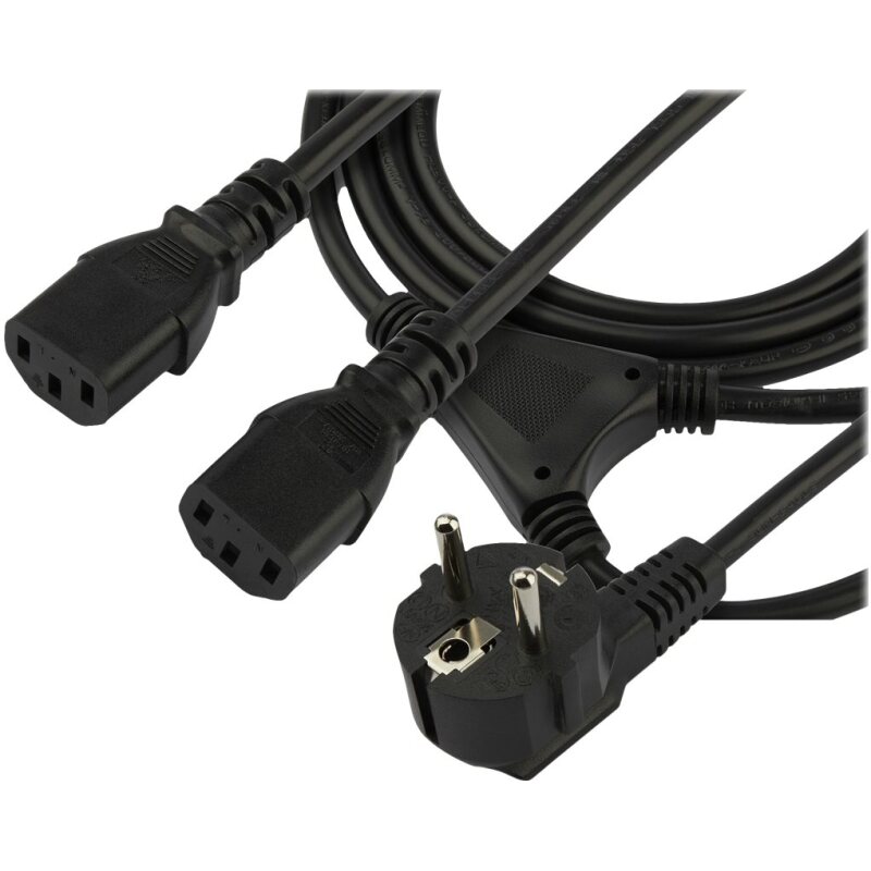 StarTech.com Câble d'alimentation PC - Cordon secteur en Y Schuko vers C13 de 2 m