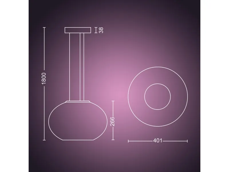 Philips Hue White Color Ambiance Flourish  Pendel - Hvid BT