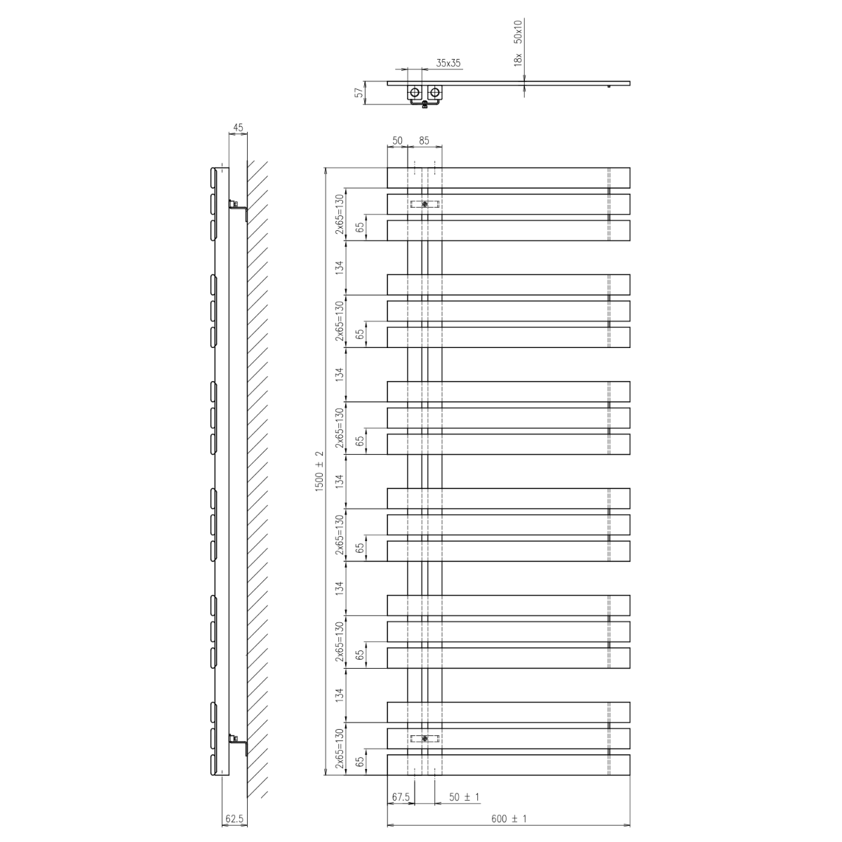 Sapho Silvana radiator olijfgroen 60x150cm 771W