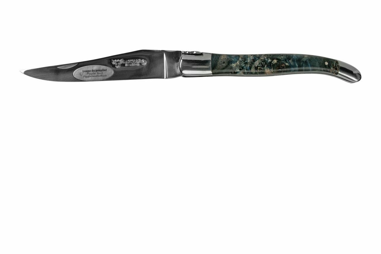 Laguiole en Aubrac Blue Poplar Burl L0212LBPIFSJ1 populierenhout, gepolijst, laguiole zakmes, 12 cm