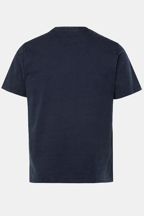 JP 1880 T-Shirt, Halbarm, Indigo-Färbung, WHITE Brust-Print, Rundhals, bis 8 XL