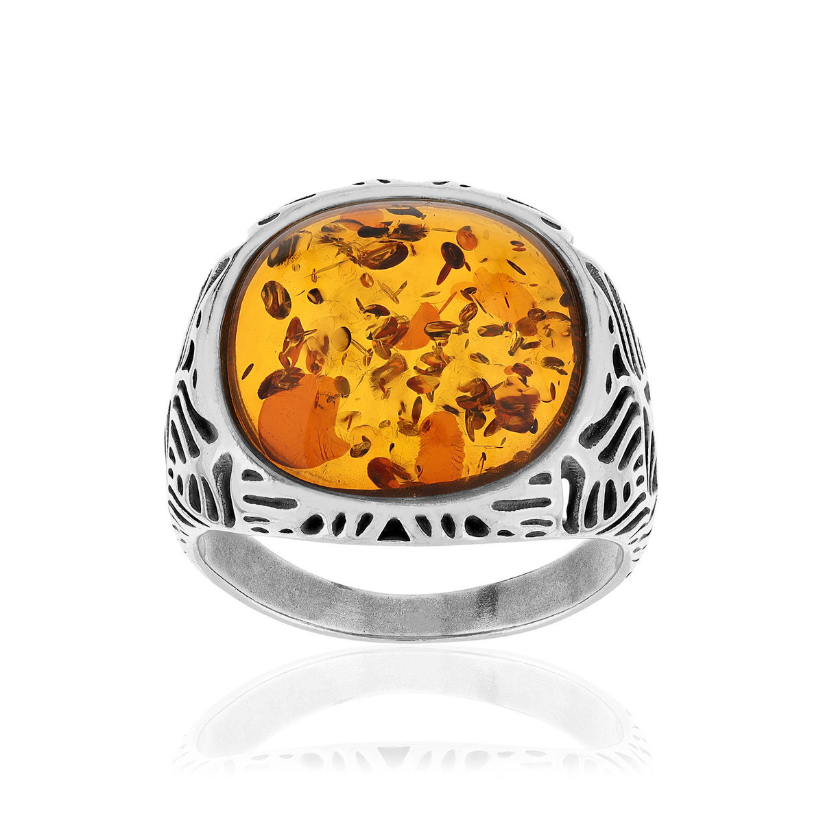 Bague argent argent ambres