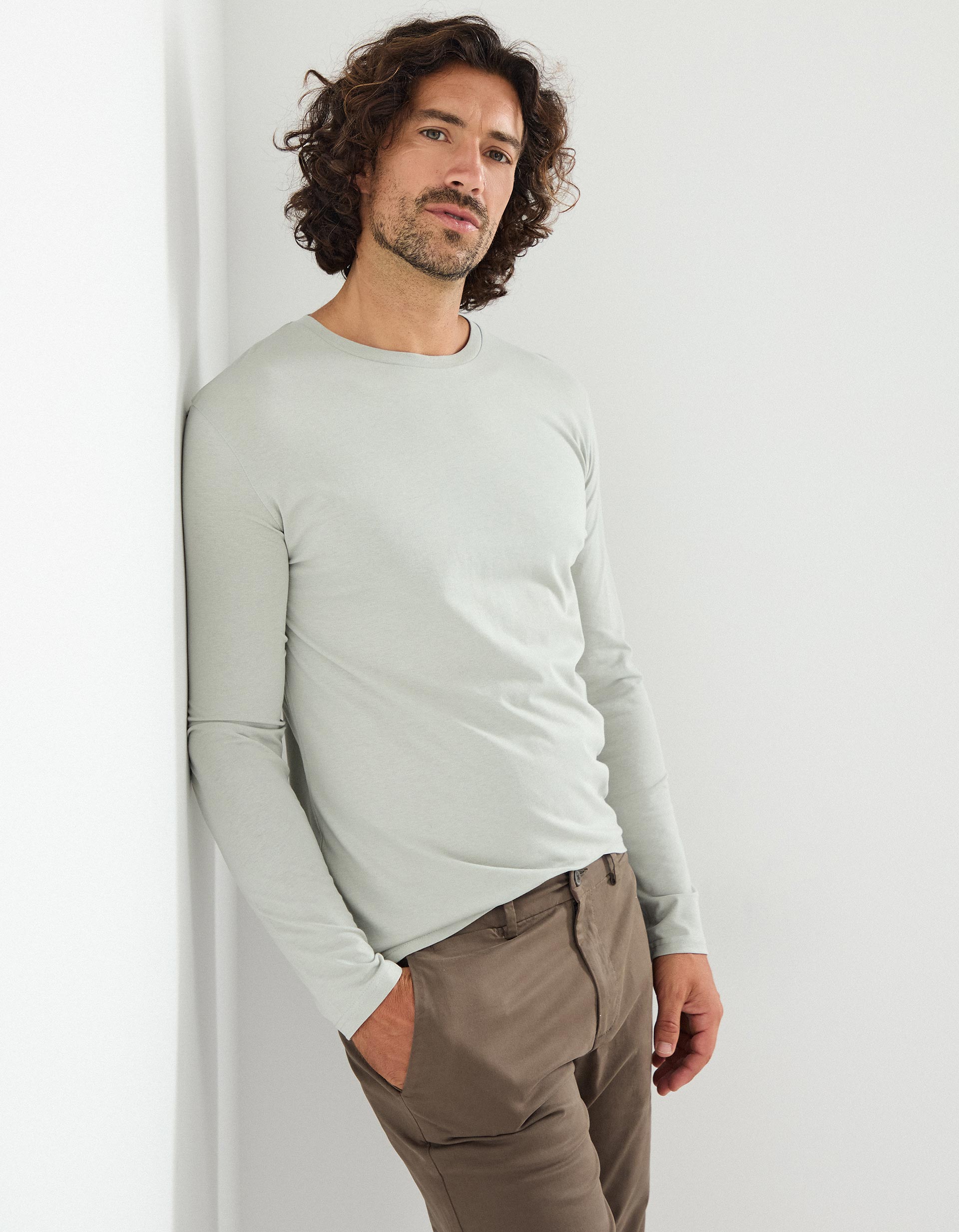 T-shirt Manga Comprida, Homem, Verde Claro