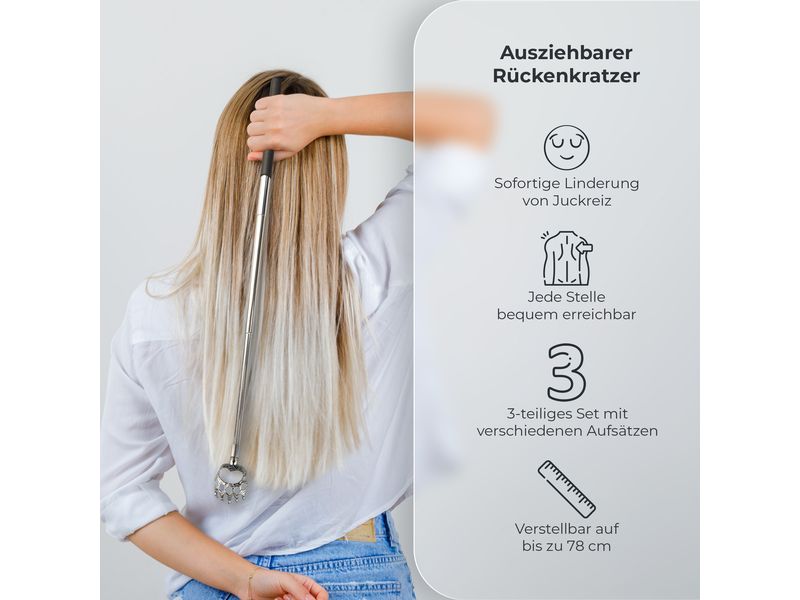 Quick Aid Teleskop-Rückenkratzer Set 1 Stück Rückenkratzer aus hochwertigem Edelstahl
