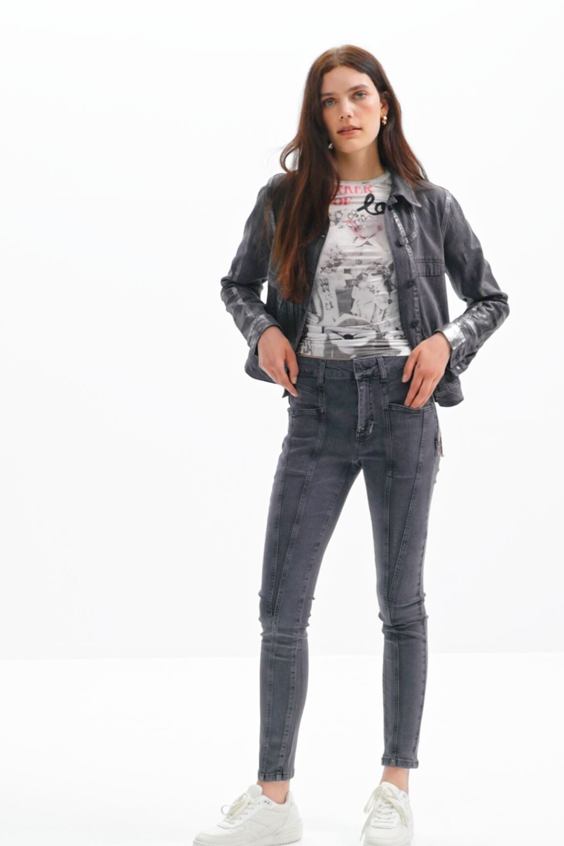 Jean skinny push-up métallisé
