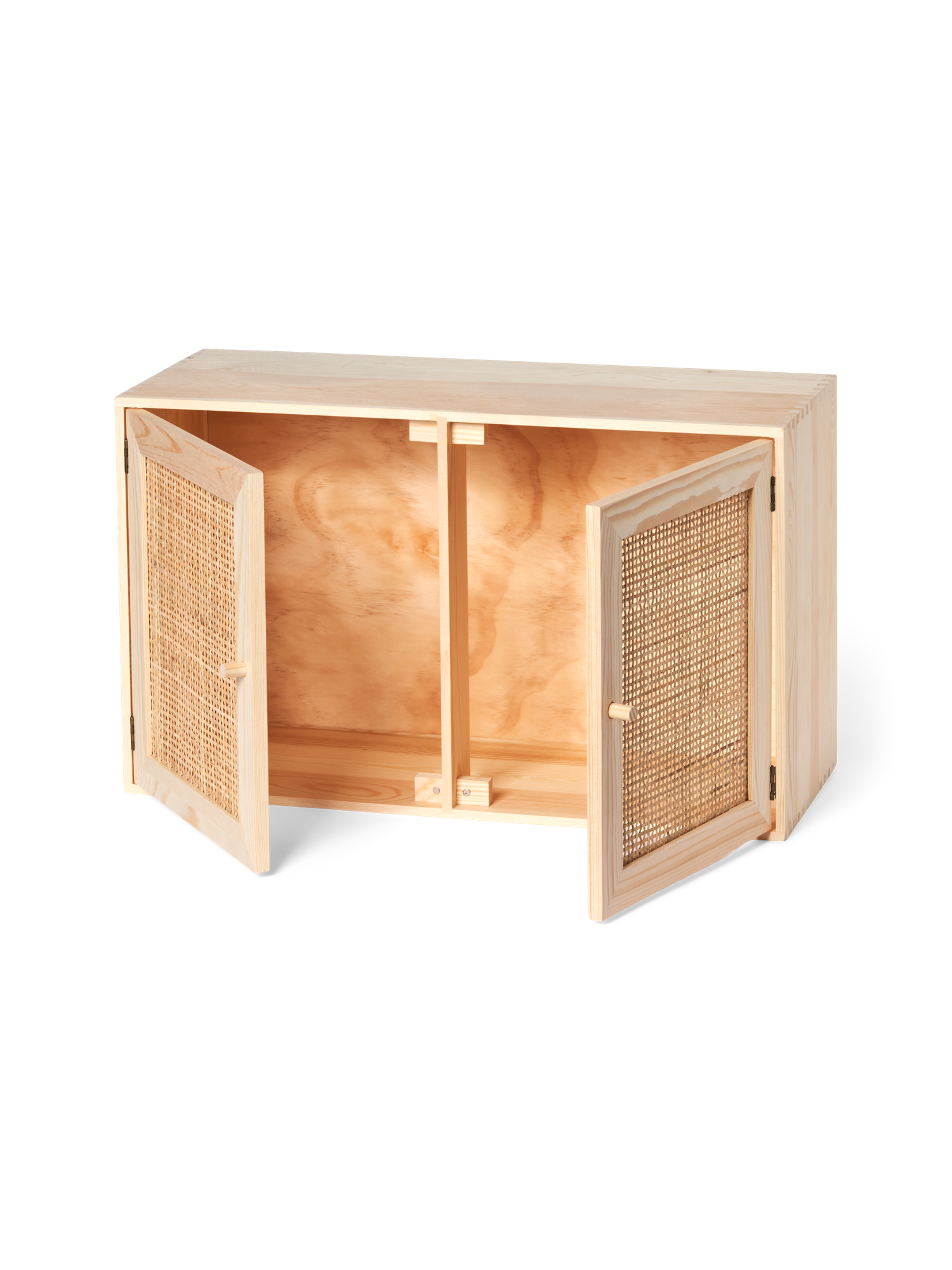 Skab | Fyrretræ/rattan/krydsfiner. 50 x 20 x 30 cm. | Nature