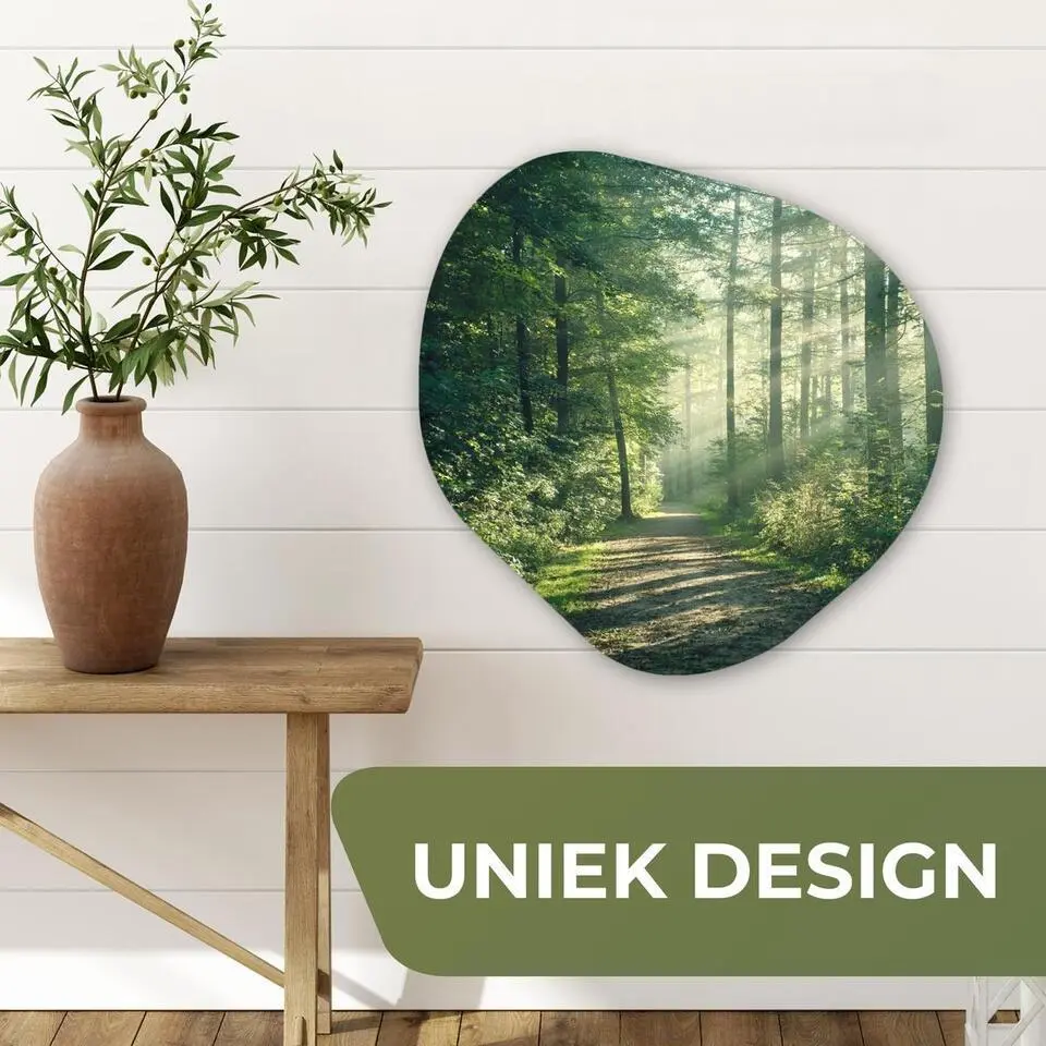 MuchoWow Wand decoratie 60x60cm Bos Pad Zon Bomen Groen