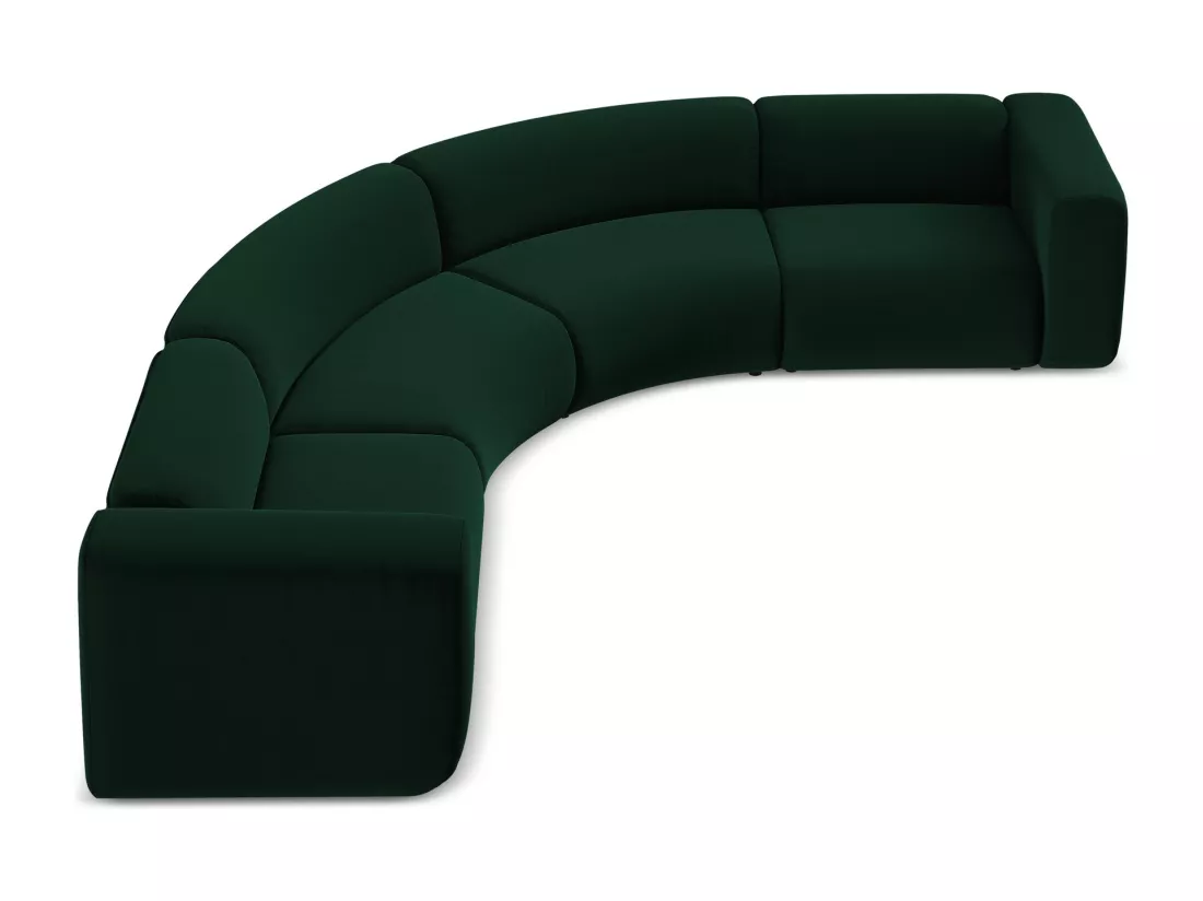 Canapé d'angle modulable en velours - bouteille verte - EKAHI