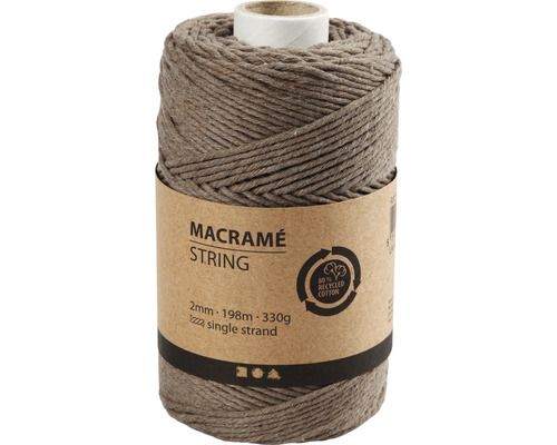 Macramé garen 2 mm, bruin, enkele draad