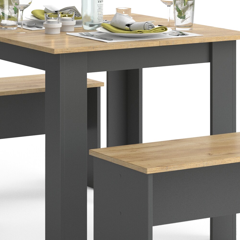 Vicco Tischgruppe Sitzgruppe Esszimmer Sentio Esstisch Anthrazit Eiche 80 cm