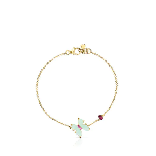 Pulseira Vita em ouro com amazonita e rubi.