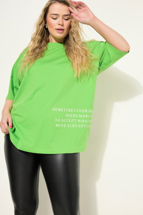 T-Shirt, oversized, Schrift Print, Rundhals, Halbarm