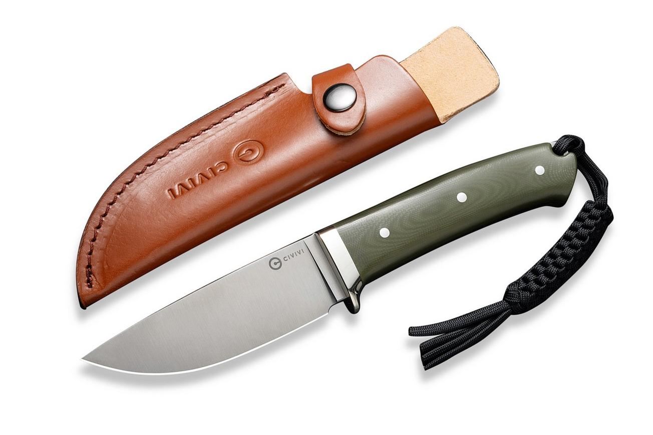 Civivi Cloud Peak C23044-2 Satin Nitro-V, OD-Green G10, Nickel Silver Guard, vaststaand mes