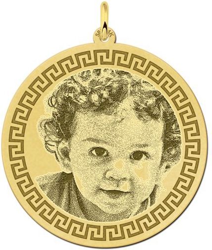 Ronde gouden fotohanger met meander rand
