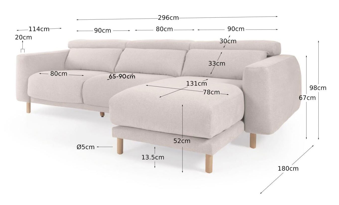 Kave Home Ecksofa SINGA naturweiß