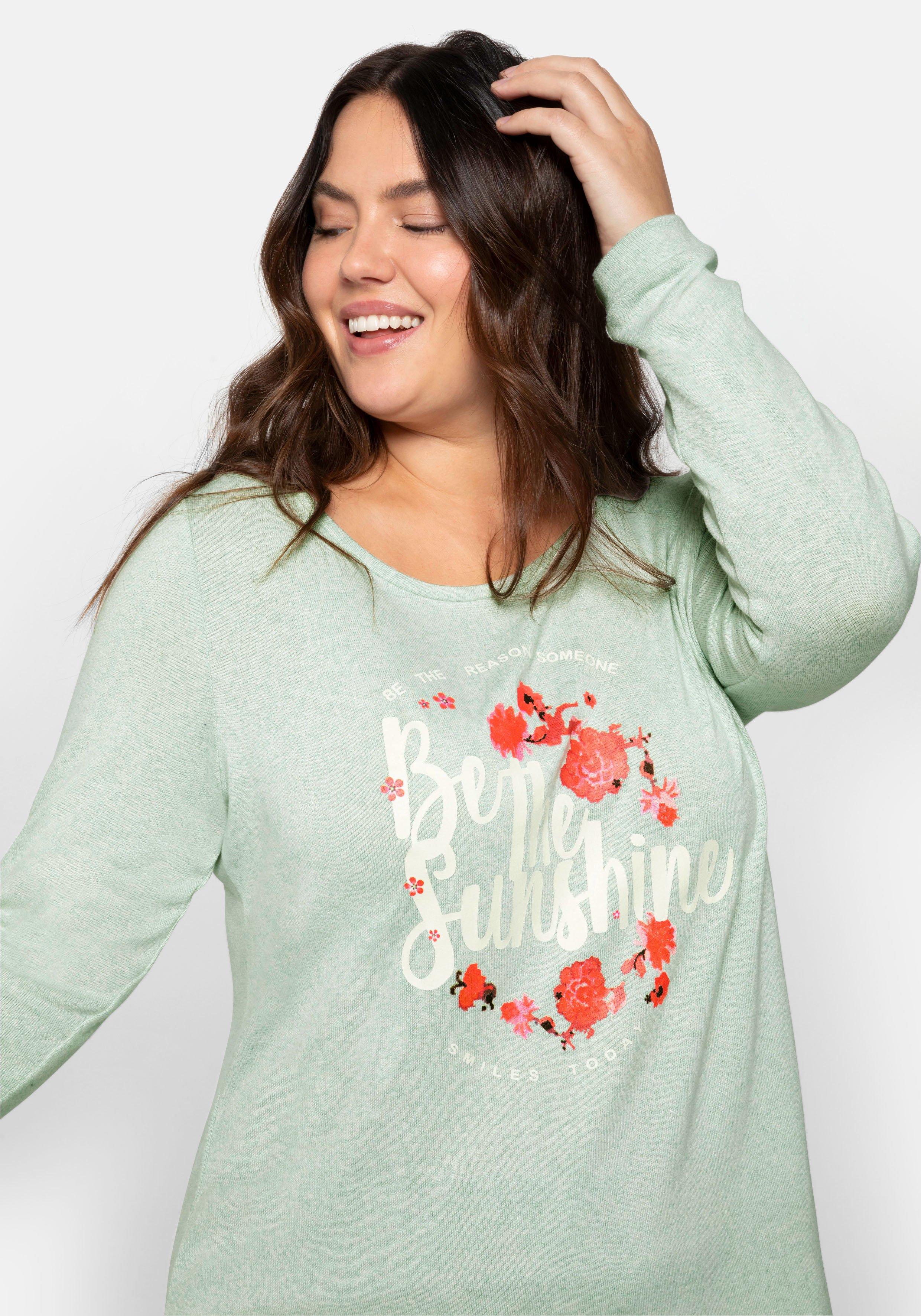 Langarmshirt aus softem Feinstrick, mit Frontdruck