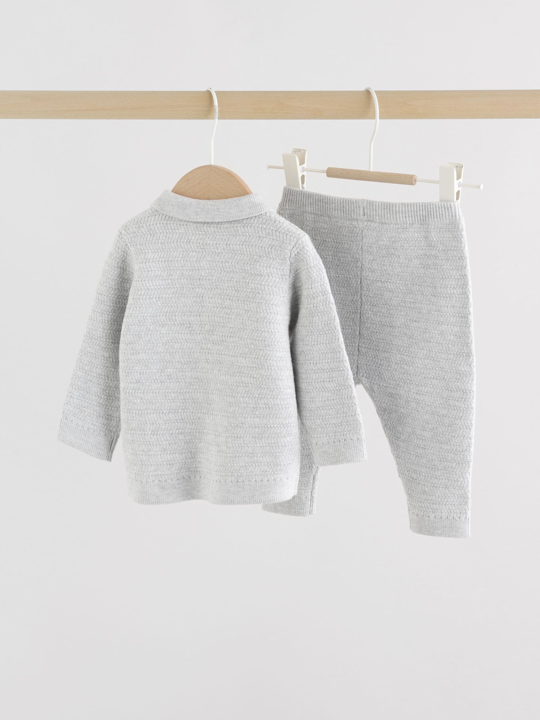Grijs - Babyset met gebreide trui en legging (0mnd-2jr)