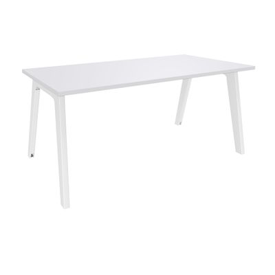 Bureau simple STEELY - L140 cm - Bureau de départ - Pieds blanc - plateau Blanc Perle