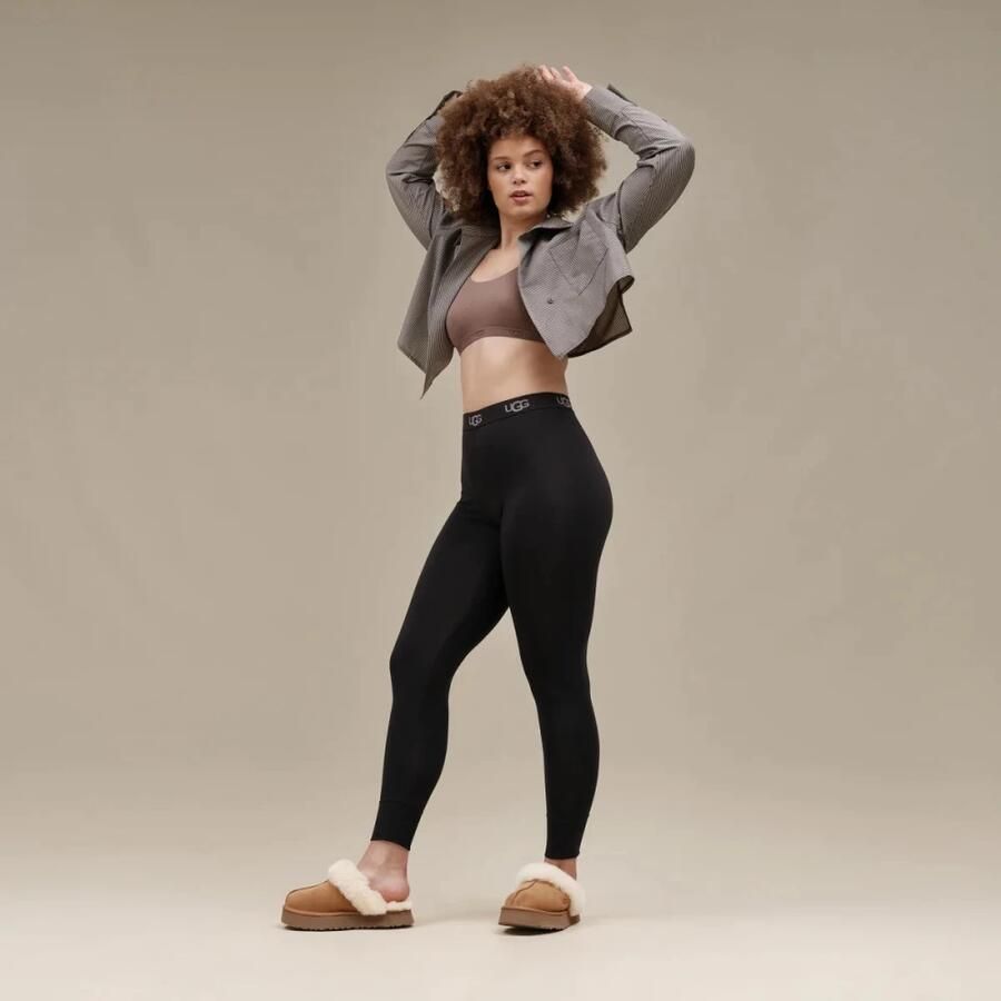 UGG Pantoffels Dames Sloffen Instappers Suède Harde zool Dichte hiel Disquette Cognac