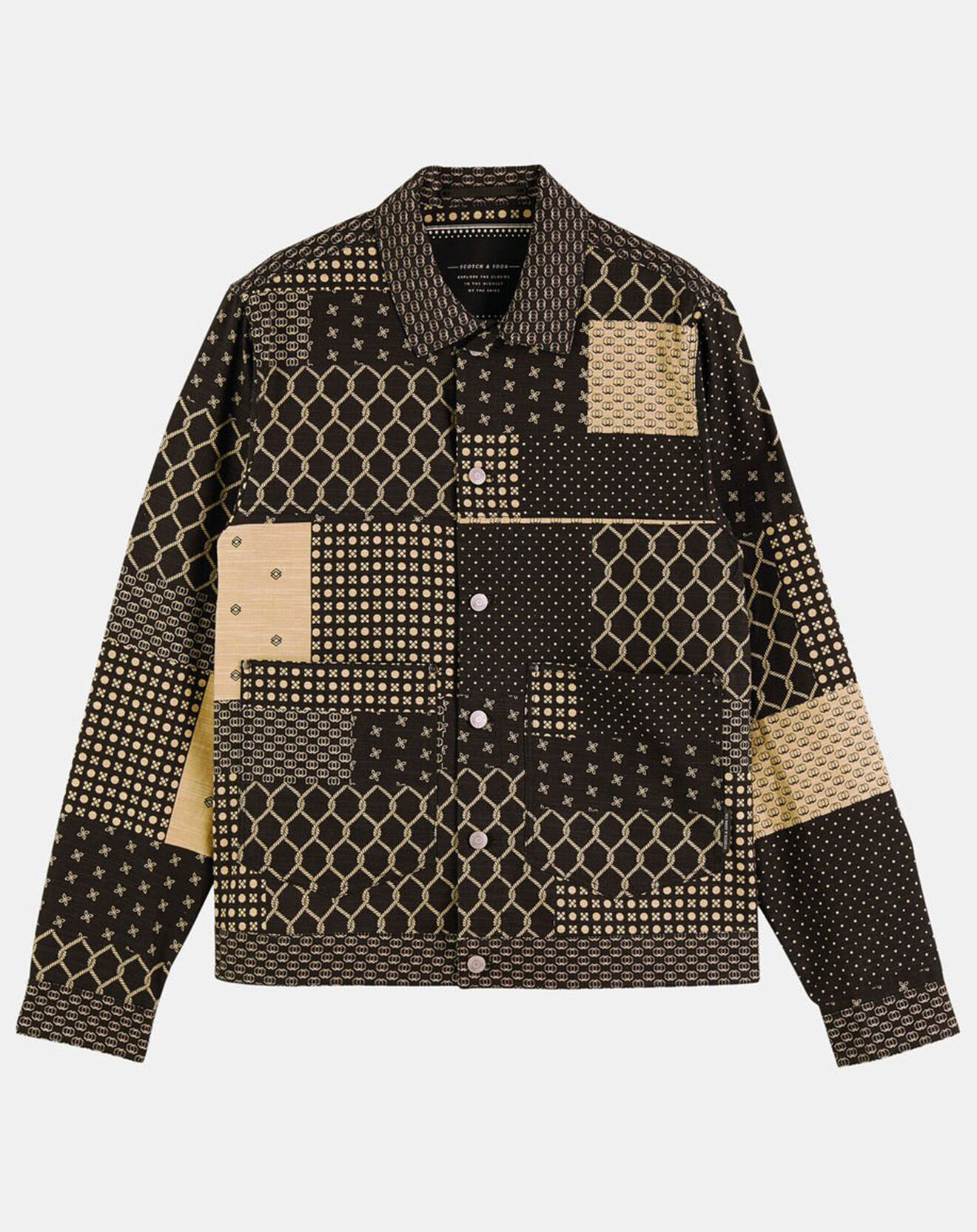 Scotch & Soda Surchemise en Coton & Lin Patchwork noire