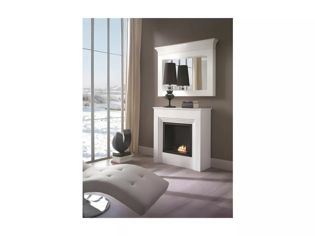 Bio-cheminée au sol design au bioéthanol blanc 96 x 35 xh 96 cm
