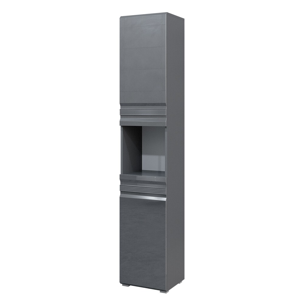 VICCO Badschrank FREDDY Anthrazit Hochglanz Badezimmerschrank Hochschrank Bad