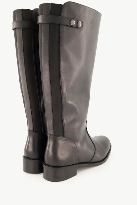 Lederstiefel, XXL-Schaft, Druckknopf-Riegel, Weite H