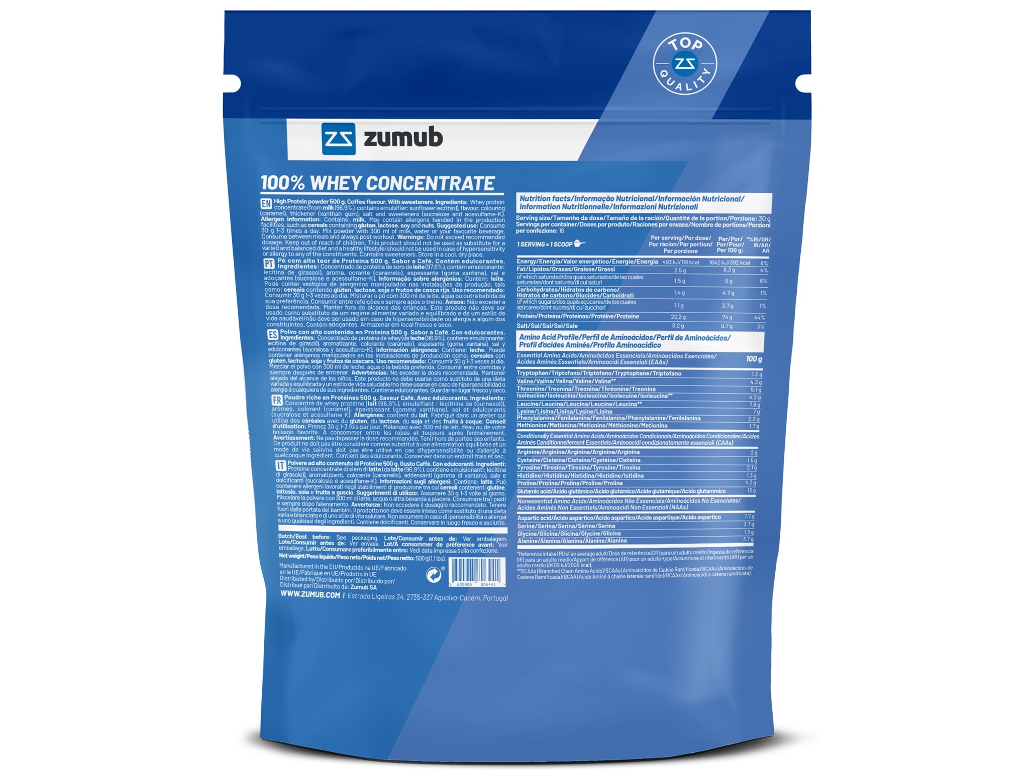 PROTEINA WHEY ZUMUB CAFÉ 500G
