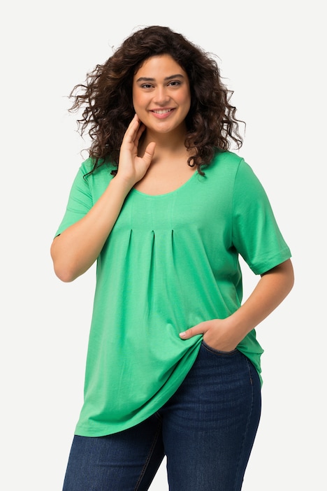 T-Shirt, Zierfalten, A-Linie, Rundhals, Halbarm, Modal