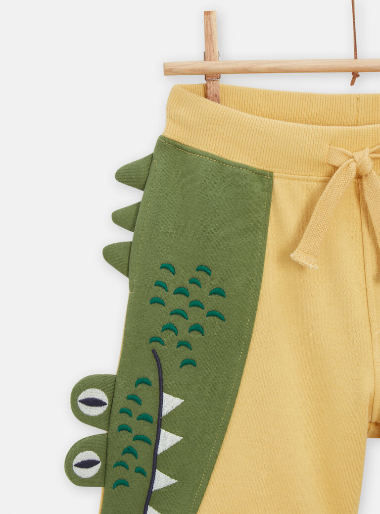 Bermuda jaune pâle avec crocodile brodé pour garçon