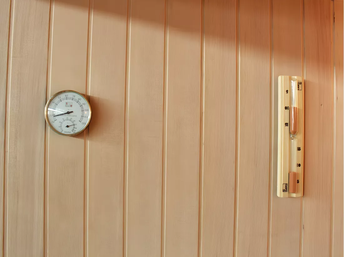 Sauna traditionnel Finlandais 4/5 places FABORG vitré avec étagères - 200x180x200
