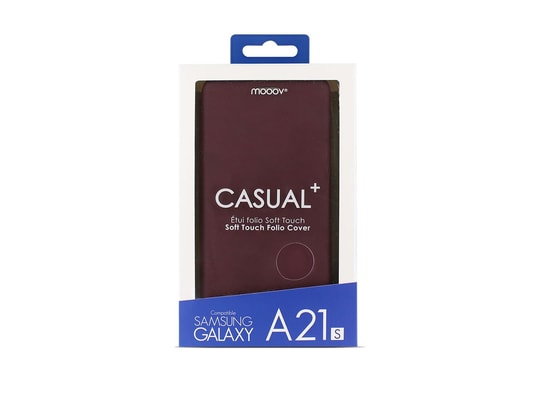 MOOOV - Coque smartphone Etui folio soft touch pour samsung a21s - bordeaux