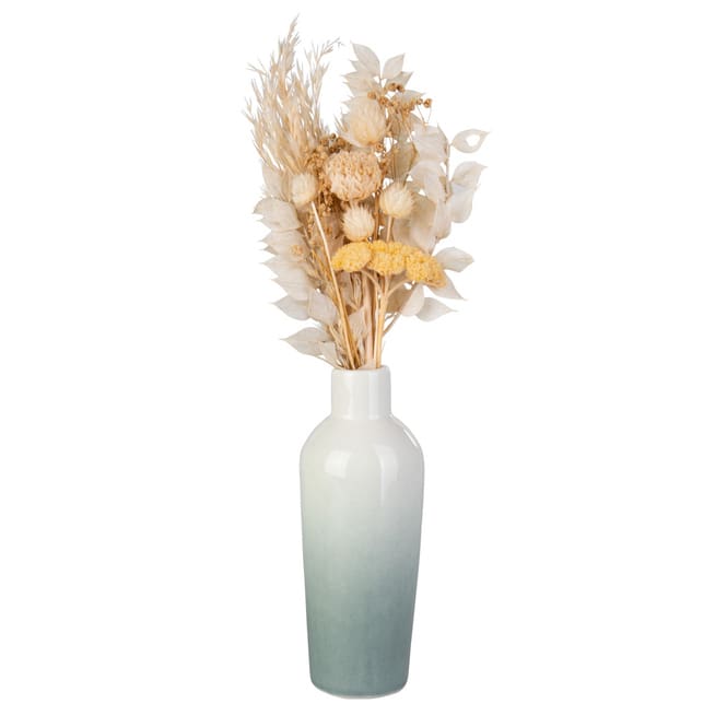 Vase konisch - grün, weiß - ca. 6 x 15,5 cm