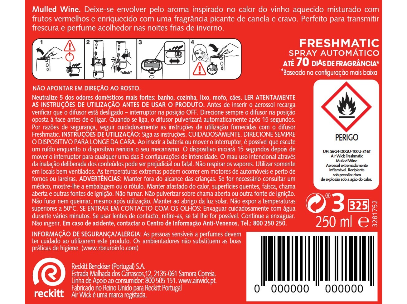 AMBIENTADOR RECARGA AIRWICK FM MULLED WINE 2X250 ML