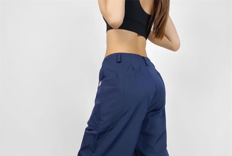 Bazer - Hoge taille effen joggingbroek met wijde pijpen