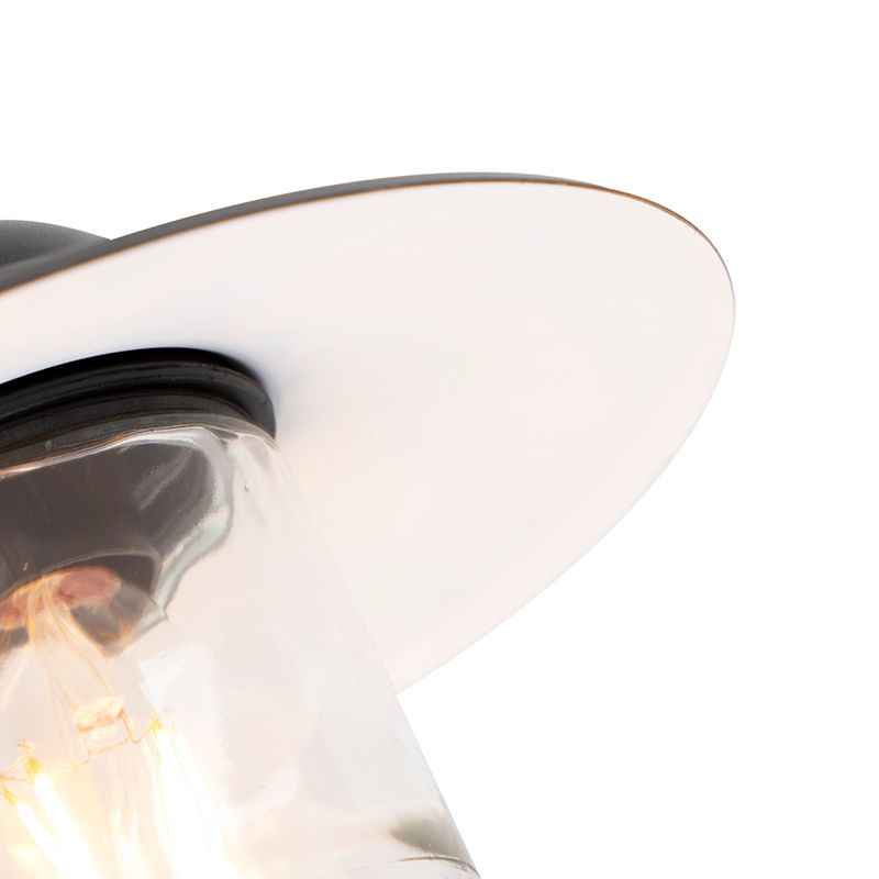 Buitenwandlamp zwart met glas IP44 - Munich