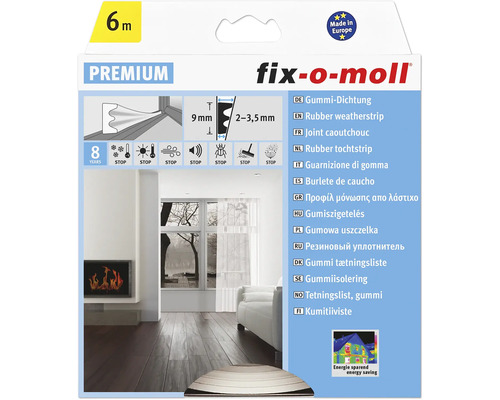 fix-o-moll E-profielafdichting, zelfklevend, wit, 6 m, 4 x 9 mm
