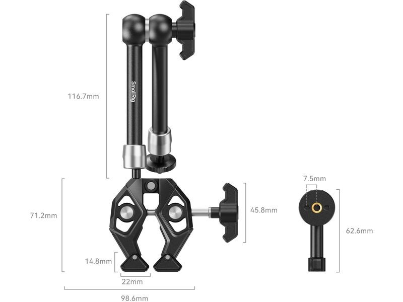 Smallrig Krabbenklemme mit Magic Arm Ermöglicht die Befestigung von Kamerazubehör mit 1/4