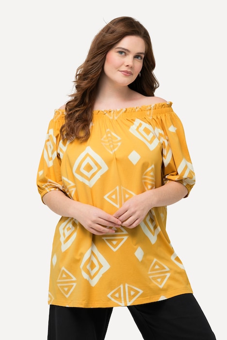 T-Shirt, Carmen-Ausschnitt, Halbarm, Biobaumwolle
