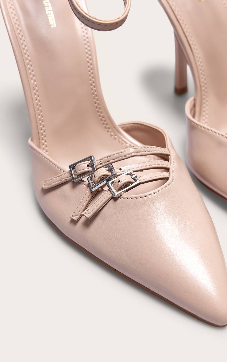 Crème Escarpins À Bout Pointu En Synthétique Avec Détail Boucle