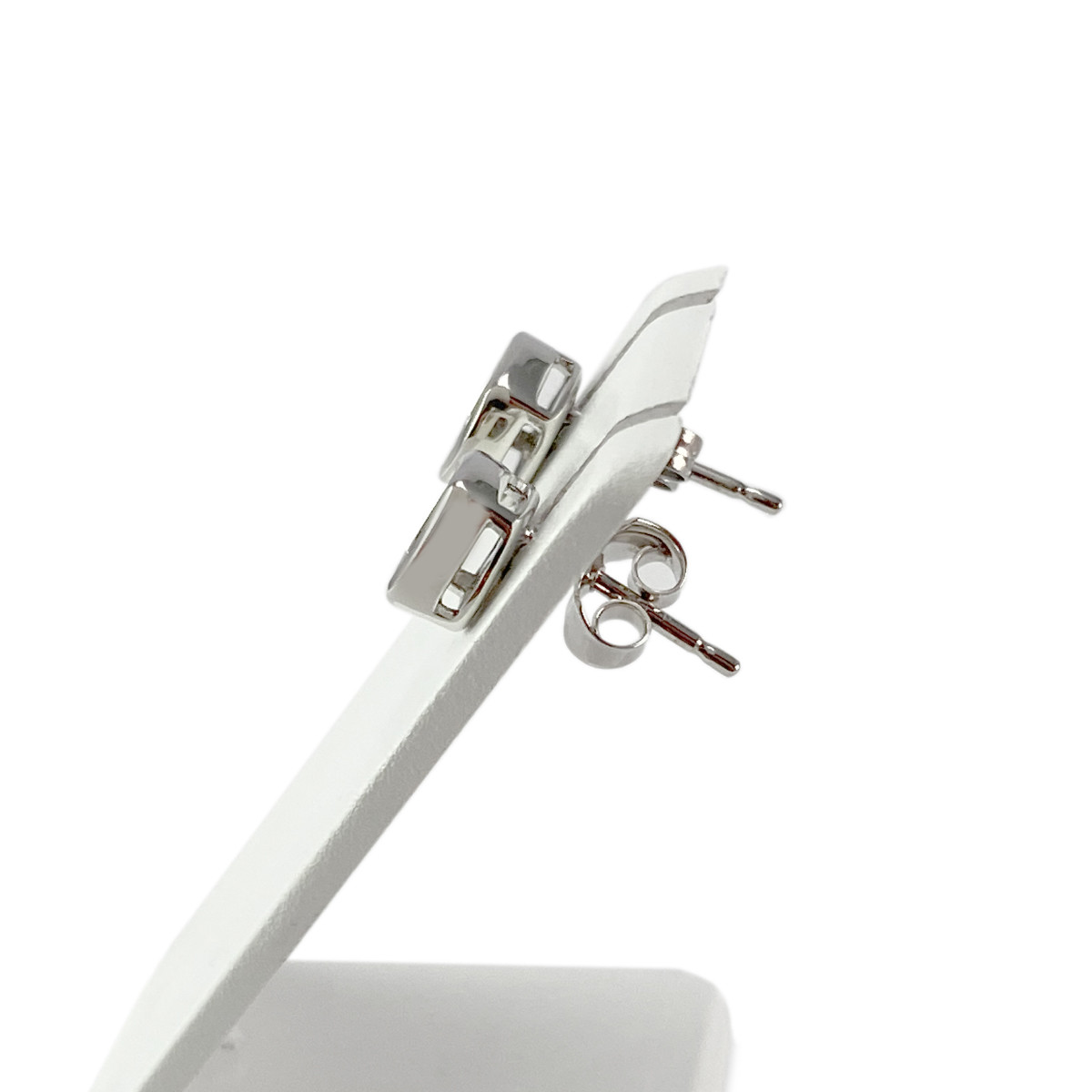 Boucles d'oreilles d'occasion or 750 blanc diamants synthétiques